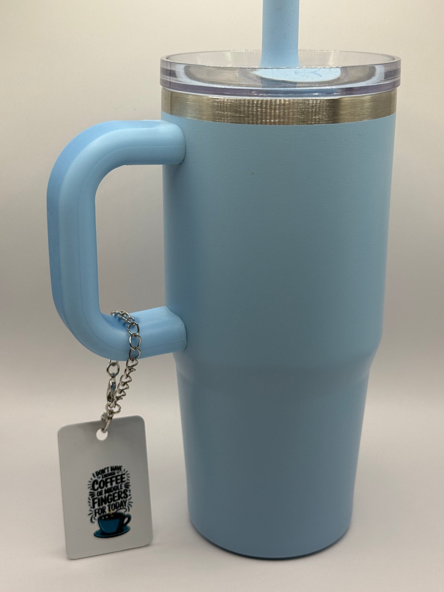 Rectangle charm for tumbler or bag - Coffee & middle fingers