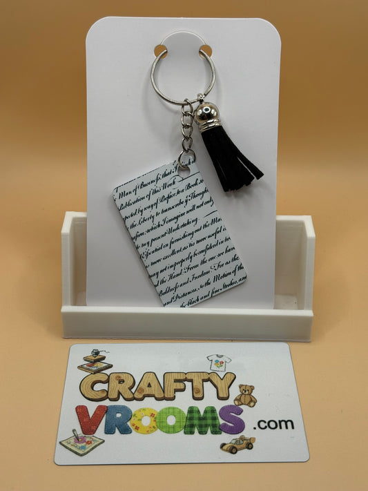 Rectangle keychain w/tassel - Academia