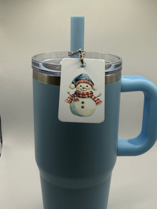 Rectangle charm for tumbler or bag -Jolly snowman