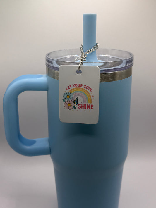 Rectangle charm for tumbler or bag - Let your soul shine