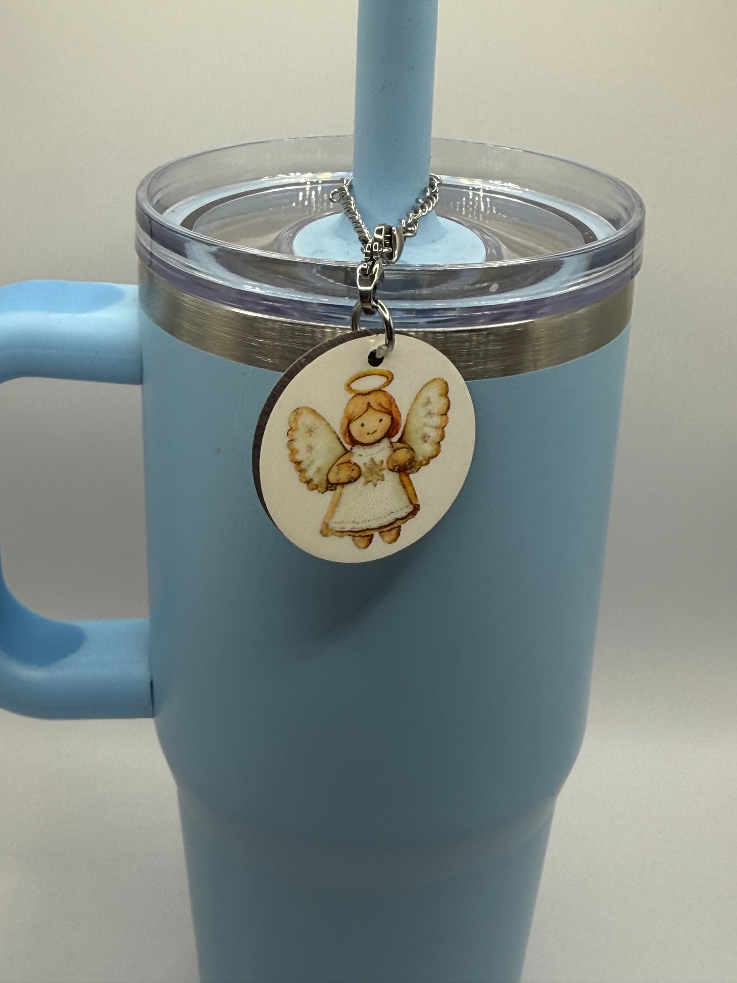 Round charm for tumbler or bag - Angel
