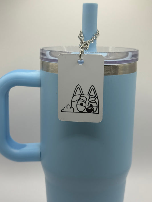 Rectangle charm for tumbler or bag - frustrated dog