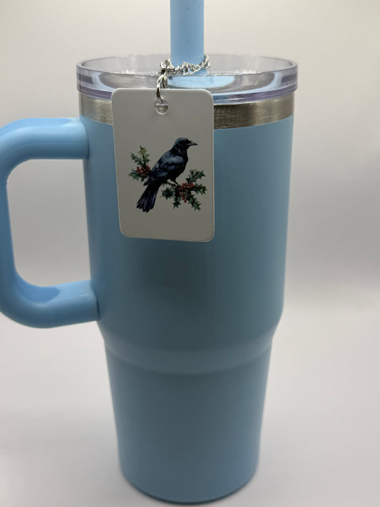 Rectangle charm for tumbler or bag - Crow