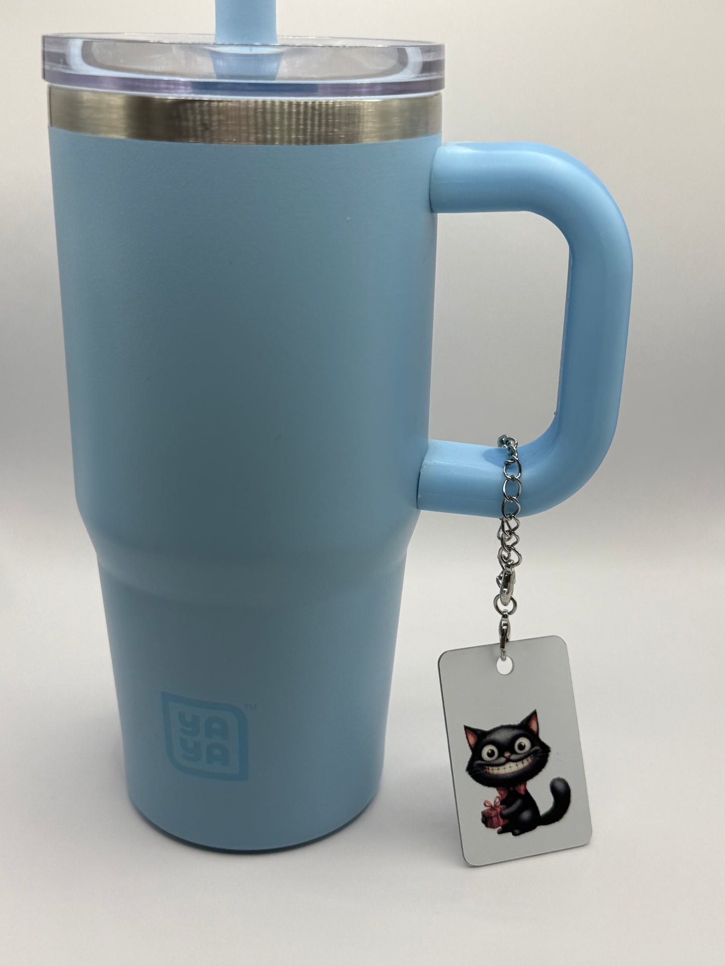 Rectangle charm for tumbler or bag - Grinning cat