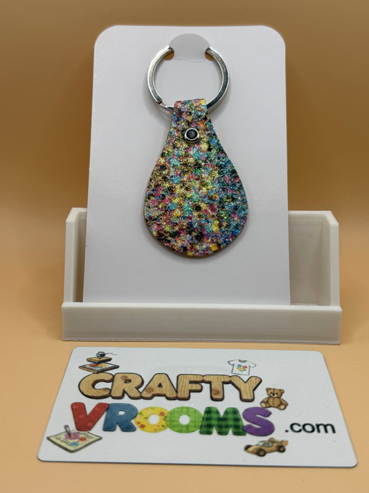 Leatherette keyholder - confetti blue