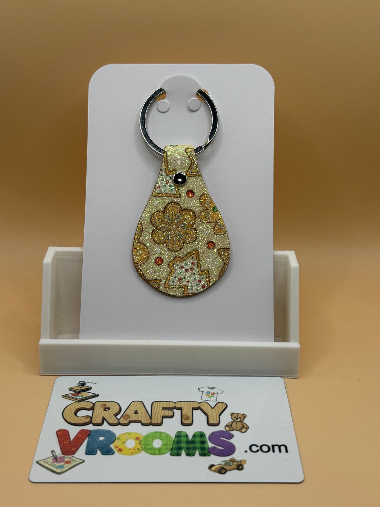 Leatherette keyholder - cookie glitter