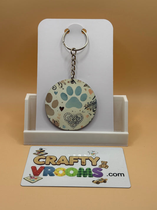 Round keychain - Paw prints