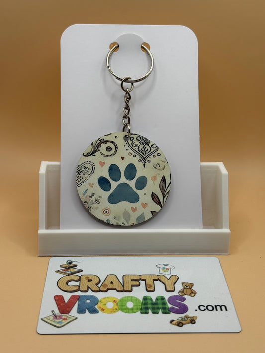 Round keychain - Paw prints