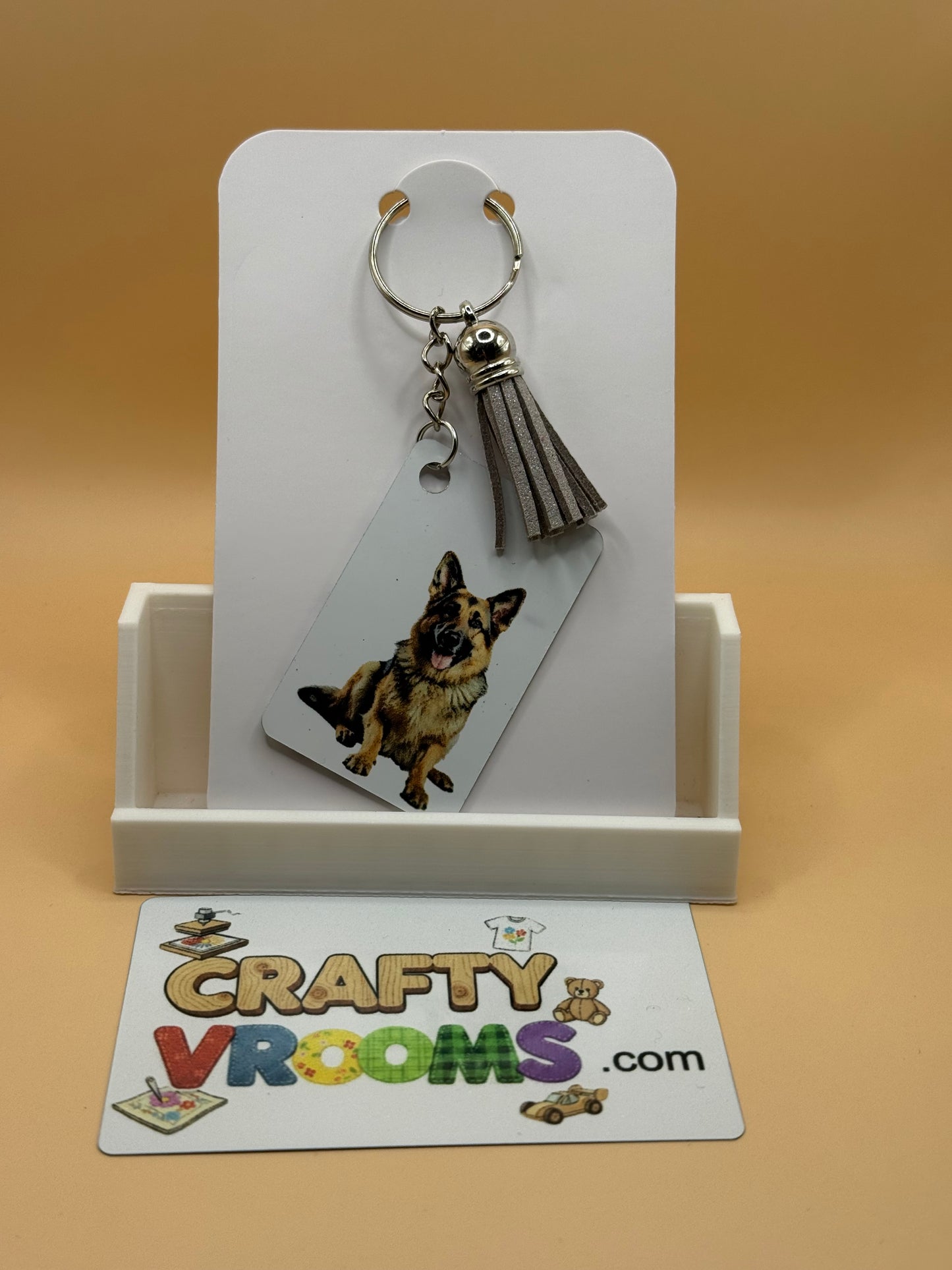 Rectangle keychain w/tassel - German Shepard