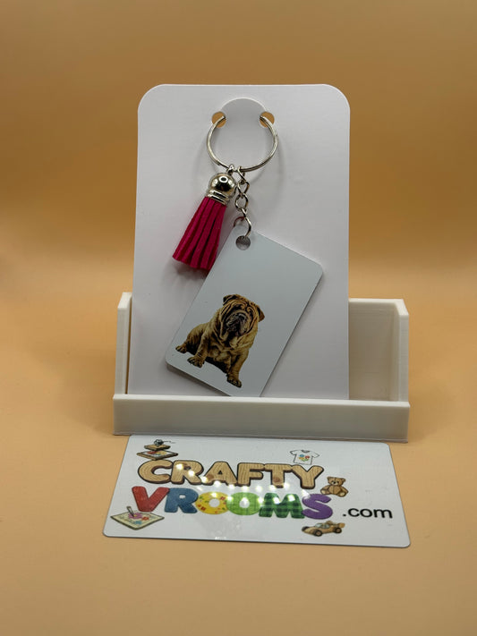 Rectangle keychain w/tassel - Shar Pei
