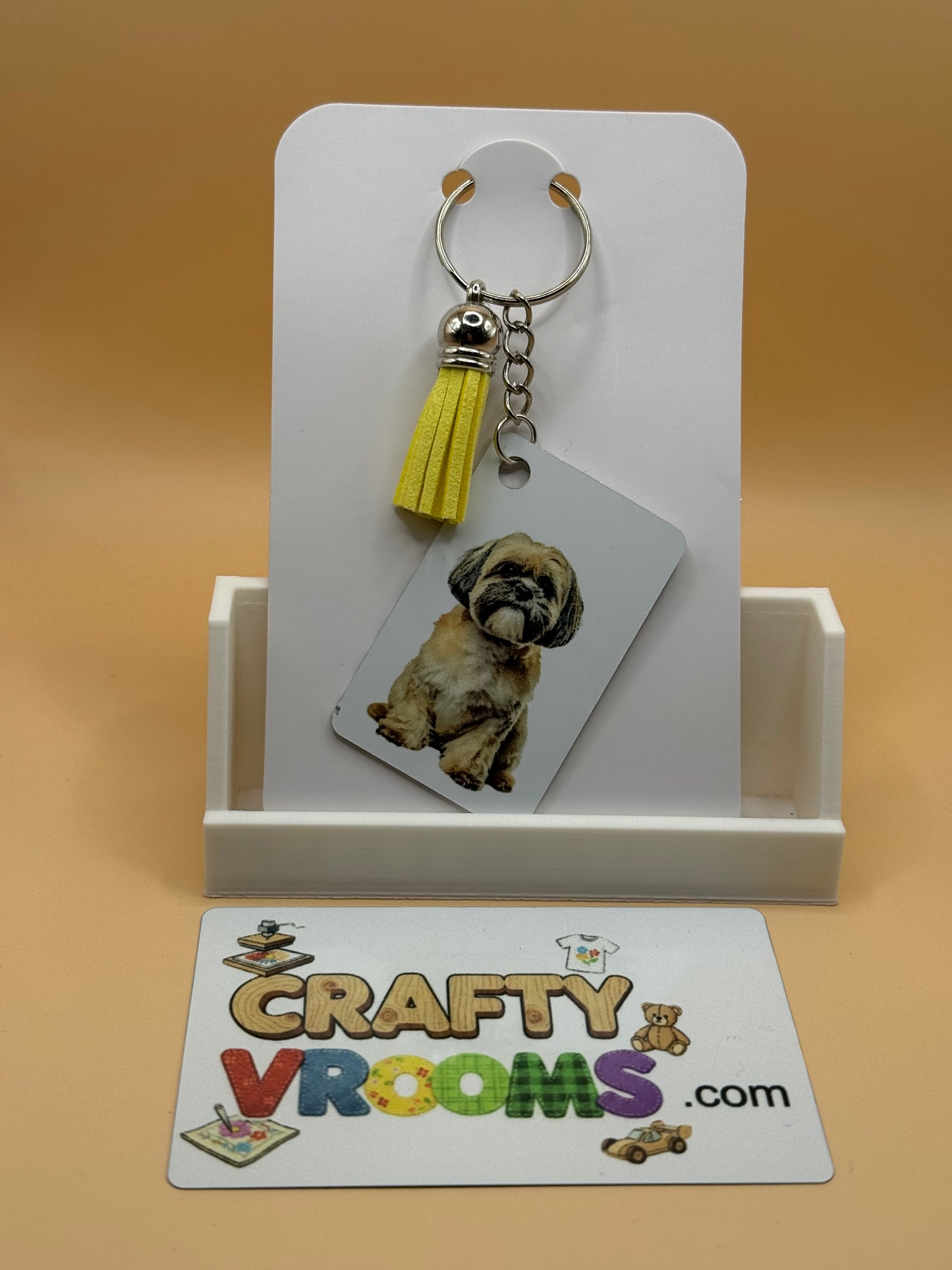 Rectangle keychain w/tassel - Shih Tzu
