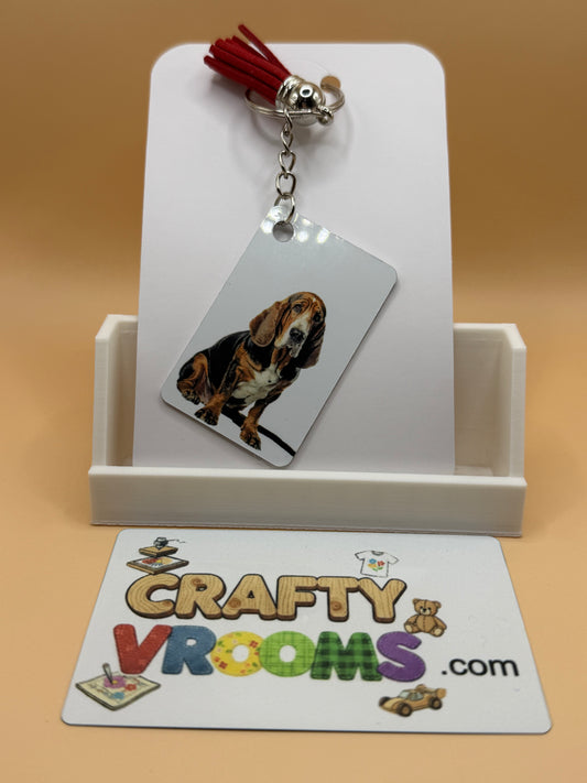 Rectangle keychain w/tassel - Basset Hound