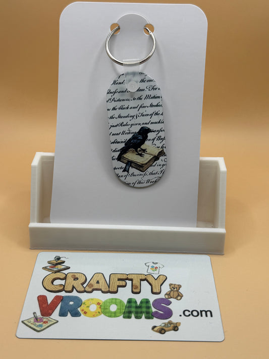 Oval keychain - Dark Academia Crow