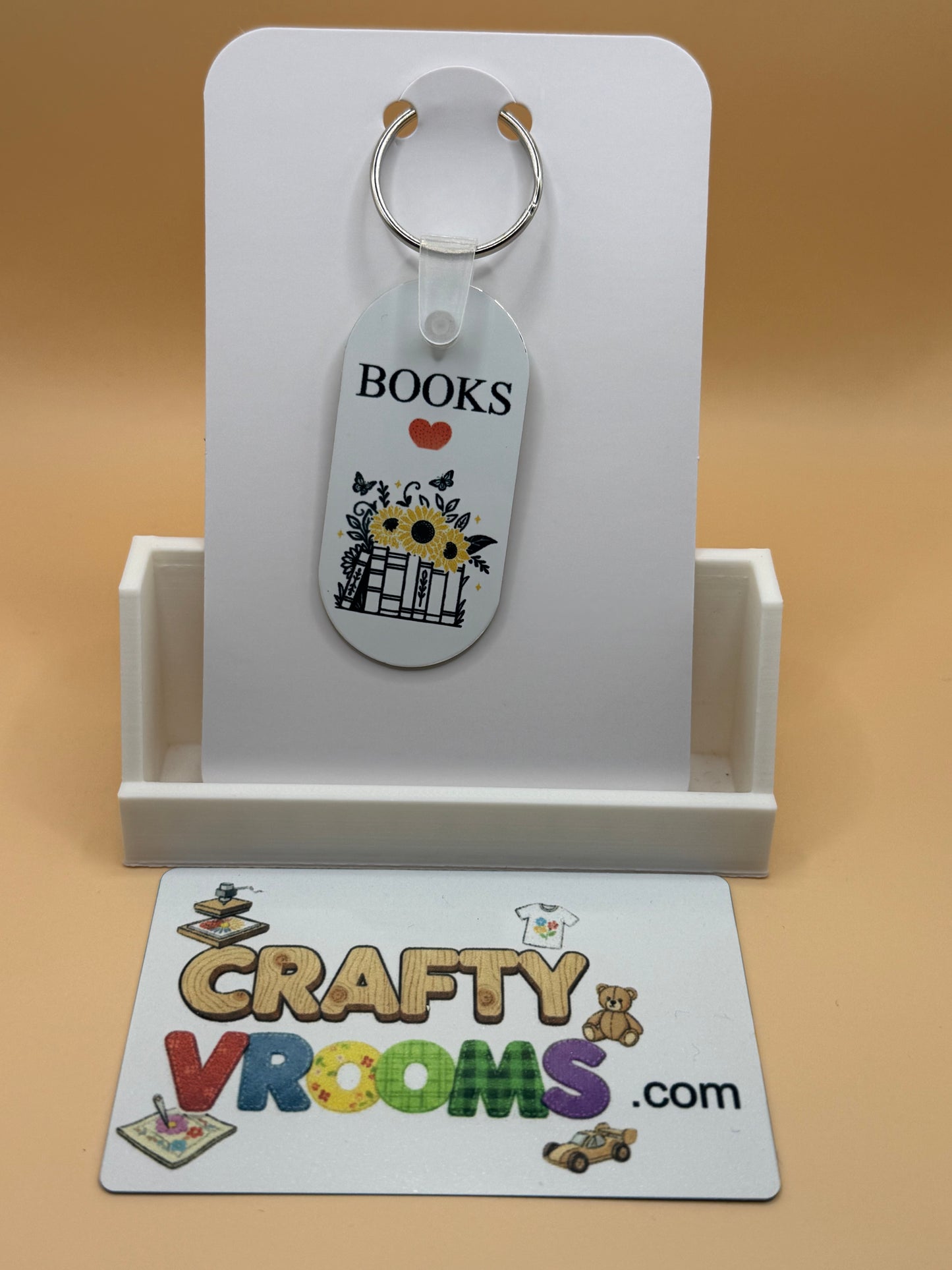 Oval keychain - Book lover yellow floral