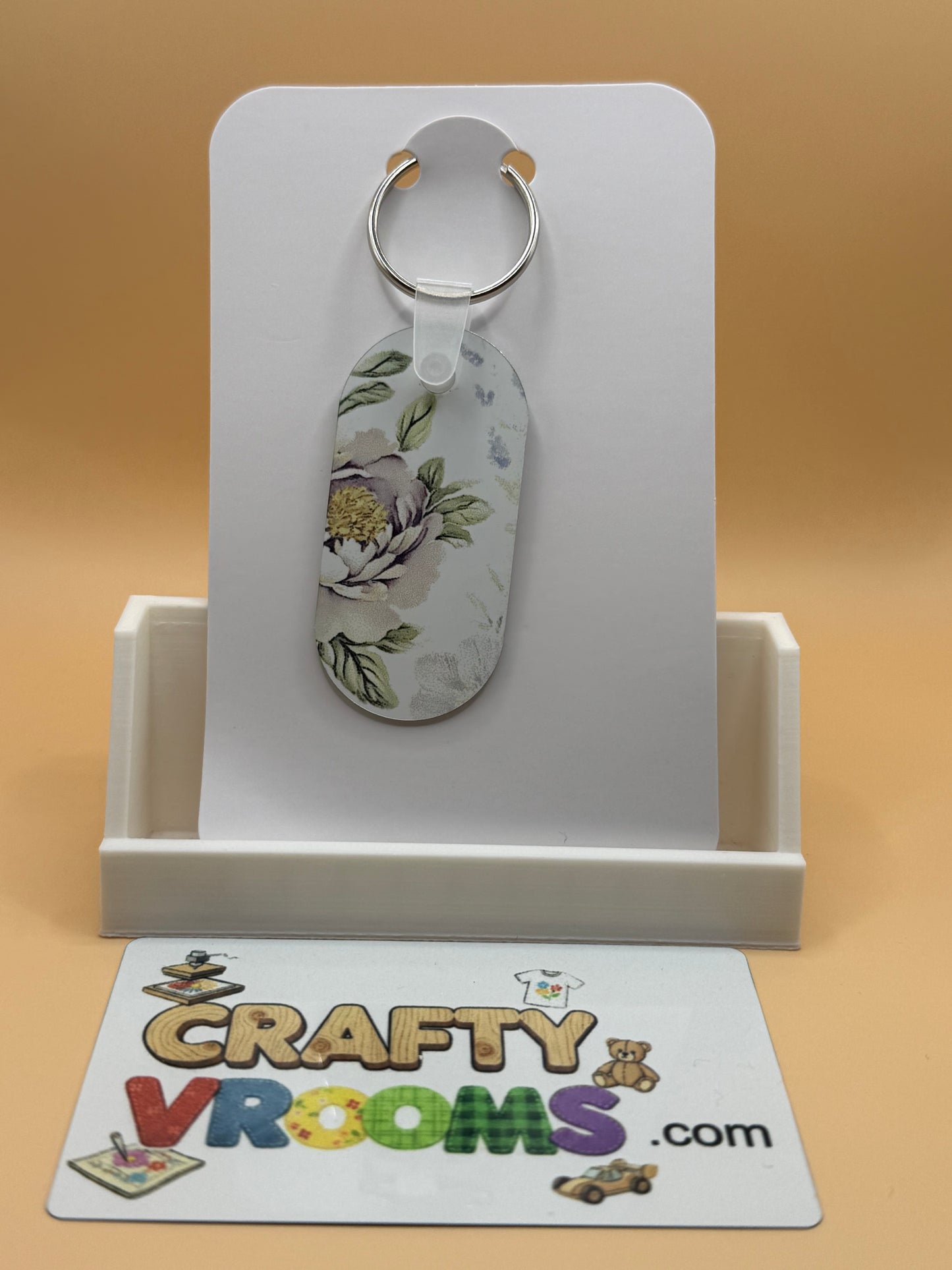 Oval keychain - Floral beach rose