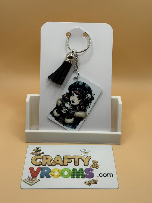 Rectangle keychain w/tassel - Academia