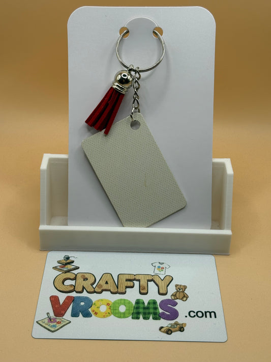 Rectangle keychain w/tassel - Academia cozy drink