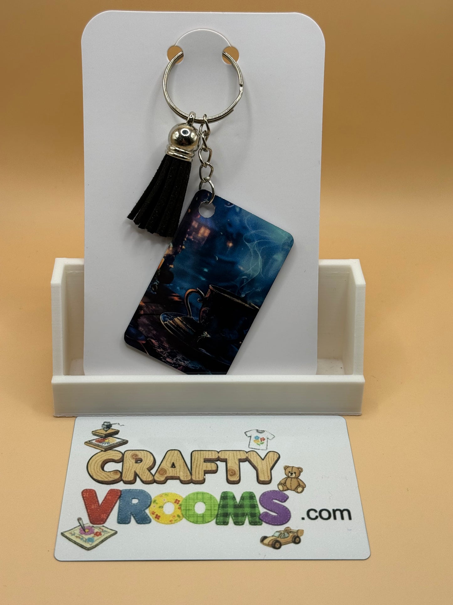 Rectangle keychain w/tassel - Academia moody night