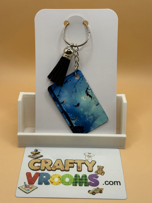 Rectangle keychain w/tassel - Academia moody night