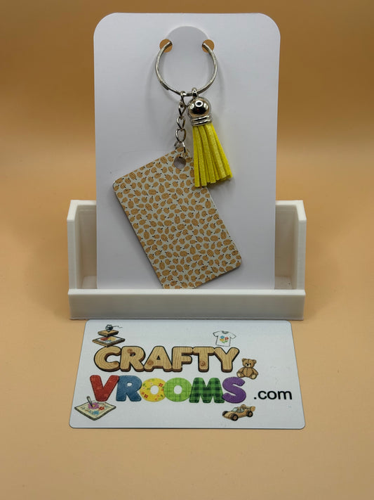 Rectangle keychain w/tassel - Academia magical cat