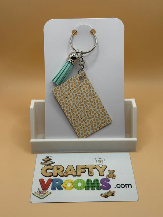 Rectangle keychain w/tassel - Academia typewriter