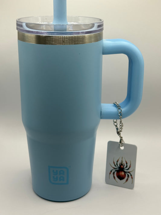 Rectangle charm for tumbler or bag -Jeweled spider