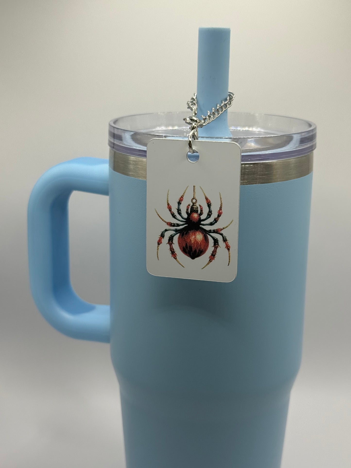 Rectangle charm for tumbler or bag -Jeweled spider