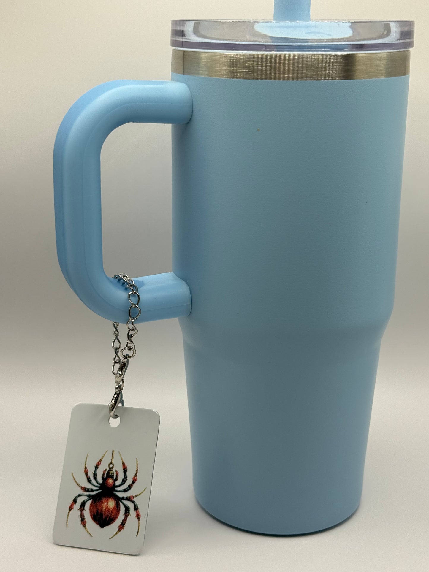 Rectangle charm for tumbler or bag -Jeweled spider
